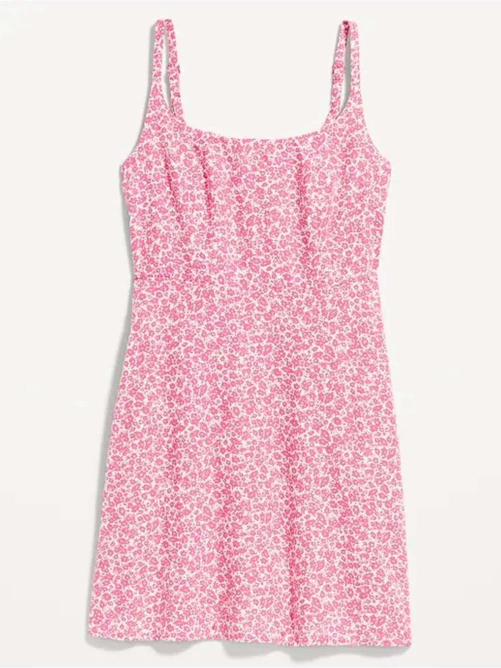 Fit and Flare Pink Floral Spaghetti Strap Mini Dress Sz M Summer Flowy Cutie